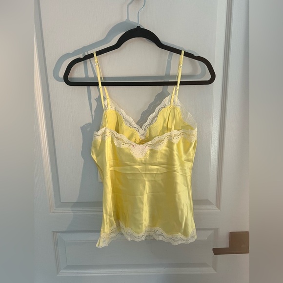 Gold Hawk Sunshine Yellow Washable Silk Lace Camisole NWT Size L - Picture 3 of 5